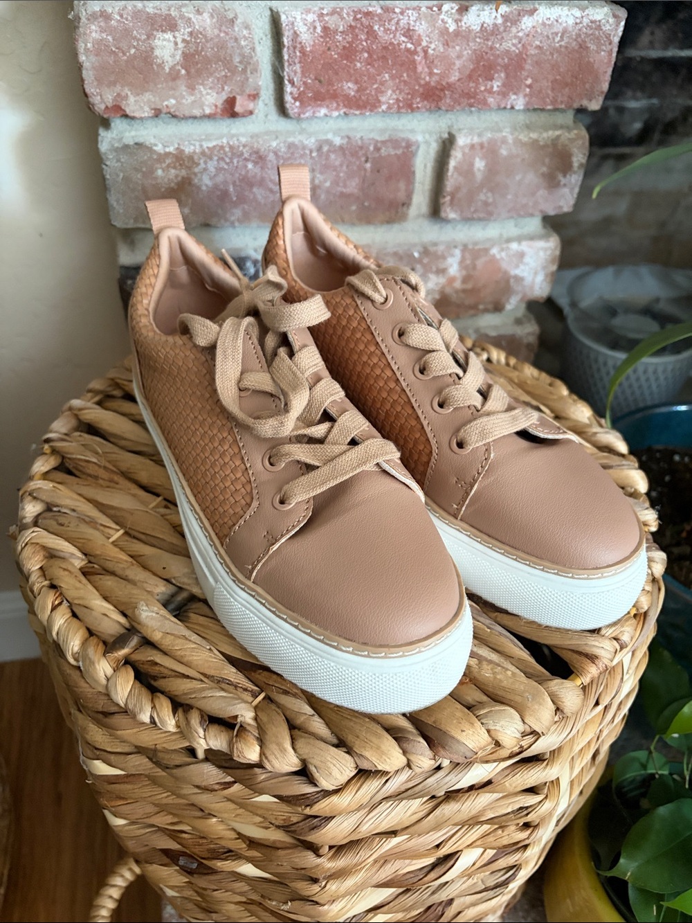 Susina Nude Woven Platform Sneakers
